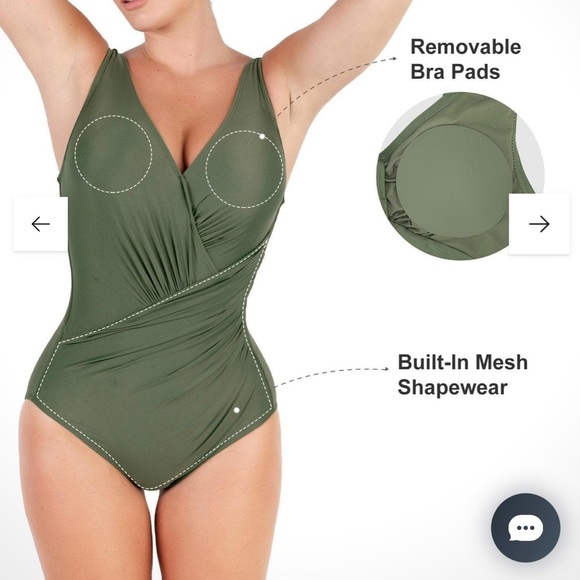 POPILUSH Shapewear Swimsuit Deep-V Neck One-Piece - MWT - Picture 3 of 10